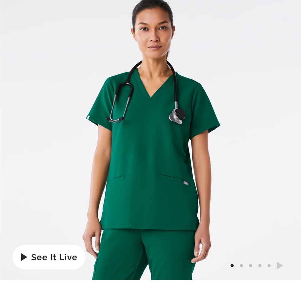 Figs Hunter green scrub top